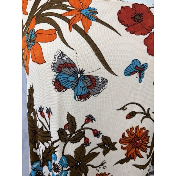 Vintage 60s Butterfly Shift Dress SZ M Red Floral Psychedelic Ruffled 1960s - Picture 11 of 16